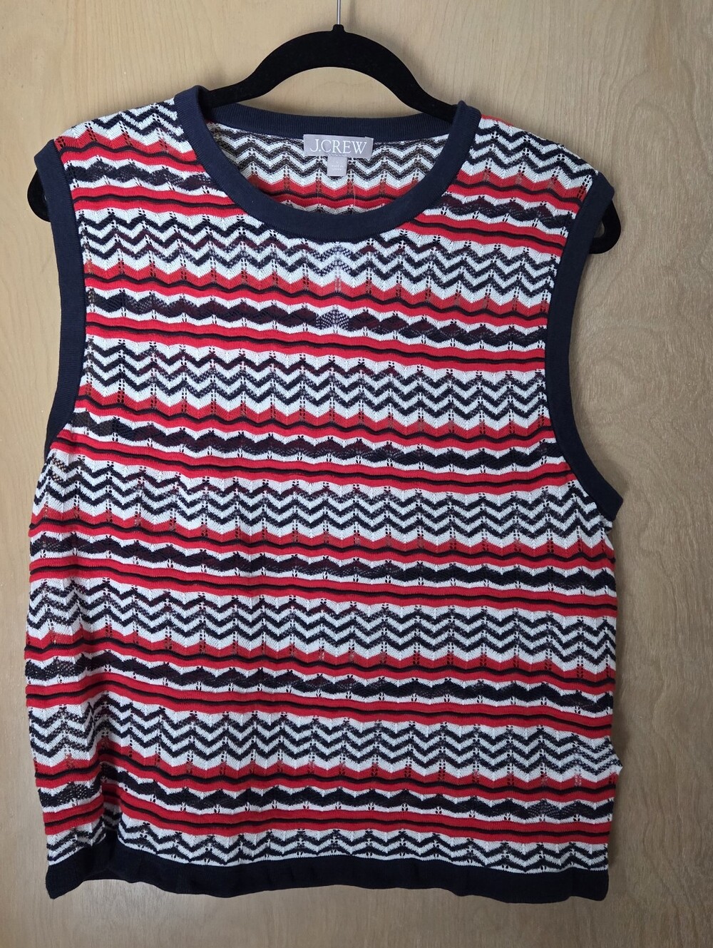 J. Crew Red, White & Navy Striped Knit Tank Top Size Large
